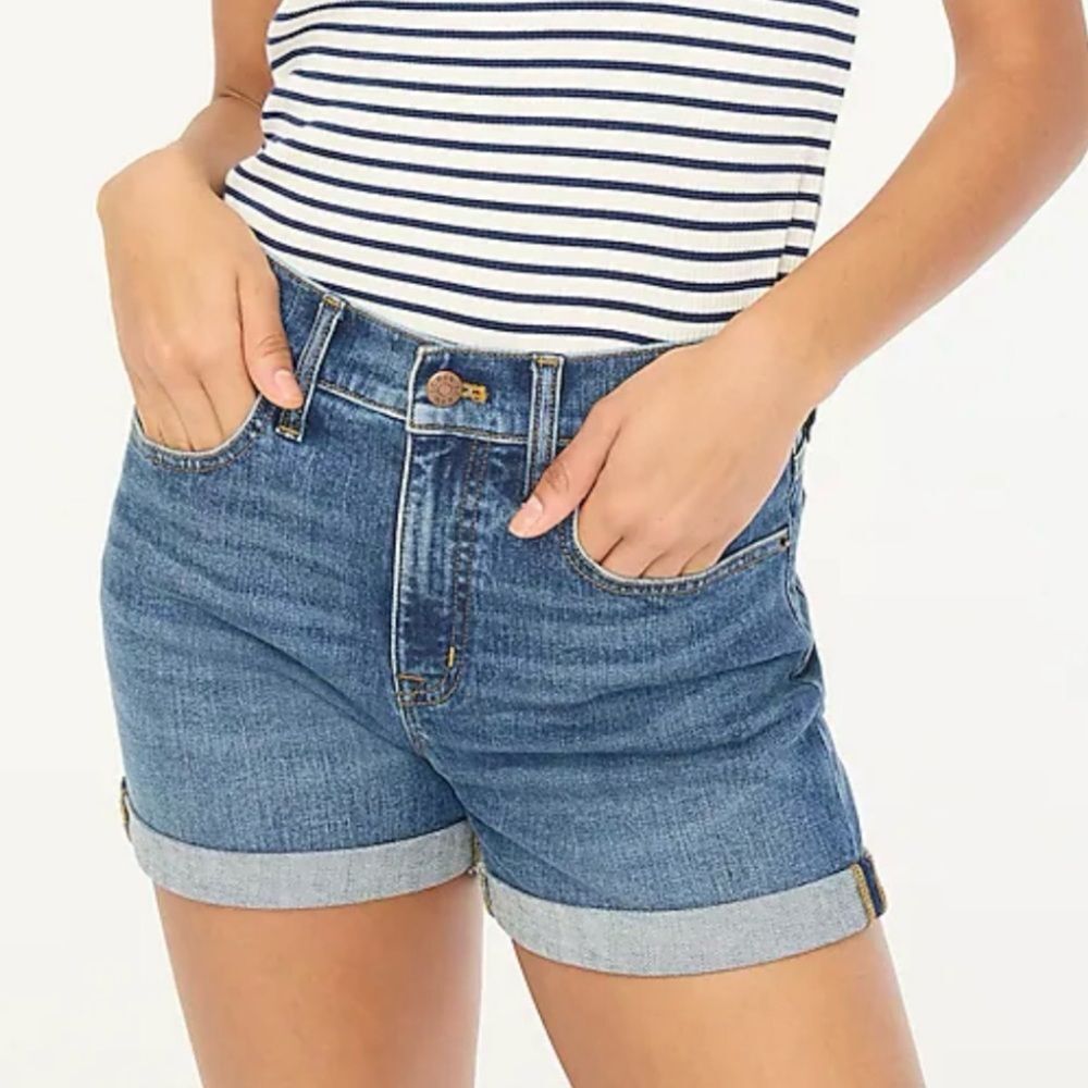 J CREW NWT Classic Denim Jean Short 3” Cuffed High Rise Blue Size 26